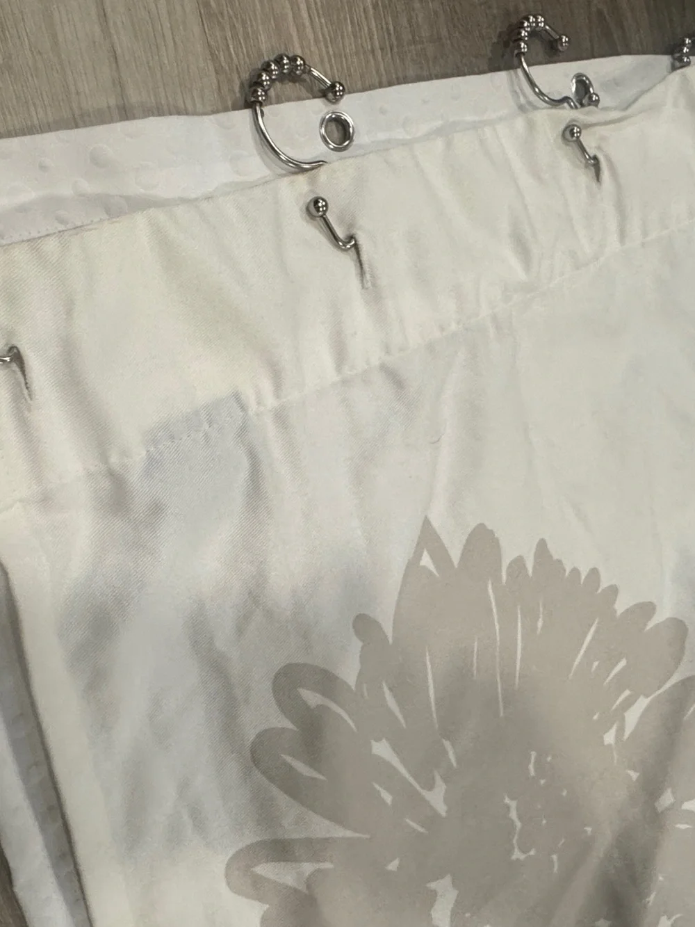Bright Floral Print Cotton Blend Shower Curtain w/ Cloth Liner & Hooks